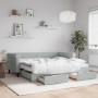 Sofá cama nido con cajones terciopelo gris claro 90x190 cm