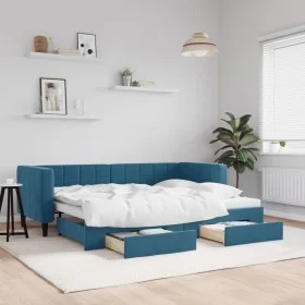 Ausziehbares Schlafsofa mit Schubladen aus blauem Samt, 80 x 200 cm von vidaXL, Betten und Lattenroste - Ref: Foro24-3196731,...