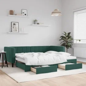Trundle sofa bed with drawers dark green velvet 80x200 cm by vidaXL, Beds and slatted bases - Ref: Foro24-3196734, Price: 282...