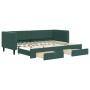 Sofá cama nido con cajones terciopelo verde oscuro 80x200 cm