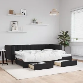 Trundle sofa bed with drawers black velvet 80x200 cm by vidaXL, Beds and slatted bases - Ref: Foro24-3196736, Price: 283,88 €...