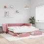 Sofá cama nido con cajones terciopelo rosa 100x200 cm de vidaXL, Camas y somieres - Ref: Foro24-3196749, Precio: 315,18 €, De...