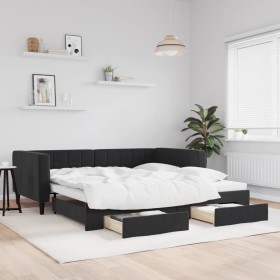 Trundle sofa bed with drawers black velvet 100x200 cm by vidaXL, Beds and slatted bases - Ref: Foro24-3196750, Price: 306,60 ...