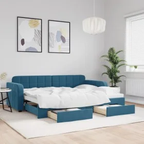 Sofá cama nido con cajones terciopelo azul 80x200 cm de vidaXL, Camas y somieres - Ref: Foro24-3196969, Precio: 285,97 €, Des...