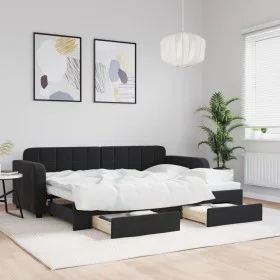 Sofá cama nido con cajones terciopelo negro 80x200 cm de vidaXL, Camas y somieres - Ref: Foro24-3196974, Precio: 288,26 €, De...