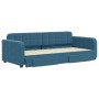 Sofá cama nido con cajones terciopelo azul 90x200 cm