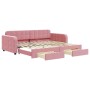 Sofá cama nido con cajones terciopelo rosa 90x200 cm de vidaXL, Camas y somieres - Ref: Foro24-3196980, Precio: 349,39 €, Des...