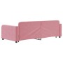 Sofá cama nido con cajones terciopelo rosa 90x200 cm