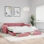 Sofá cama nido con cajones terciopelo rosa 100x200 cm de vidaXL, Camas y somieres - Ref: Foro24-3196987, Precio: 308,38 €, De...