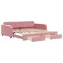 Sofá cama nido con cajones terciopelo rosa 100x200 cm de vidaXL, Camas y somieres - Ref: Foro24-3196987, Precio: 308,38 €, De...