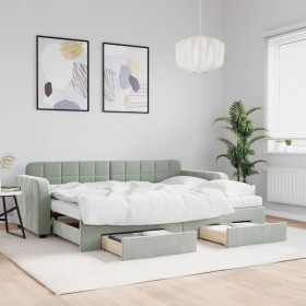 Sofá cama nido con cajones terciopelo gris claro 80x200 cm de vidaXL, Camas y somieres - Ref: Foro24-3196994, Precio: 484,85 ...