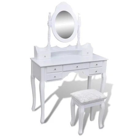 Dressing table with mirror and stool 7 drawers white by vidaXL, Bedroom Dressers - Ref: Foro24-241002, Price: 258,53 €, Disco...