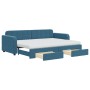 Sofá cama nido con cajones terciopelo azul 80x200 cm