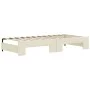 Trundle sofa bed with drawers cream synthetic leather 90x200 cm by vidaXL, Beds and slatted bases - Ref: Foro24-3197733, Pric...