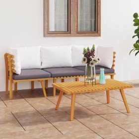 Muebles de jardín 3 piezas con cojines madera maciza de acacia en Conjuntos de jardín | Comprar online en Foro24