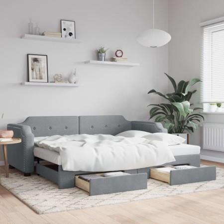 Sofá cama nido con cajones tela gris claro 80x200 cm de vidaXL, Camas y somieres - Ref: Foro24-3197665, Precio: 289,26 €, Des...