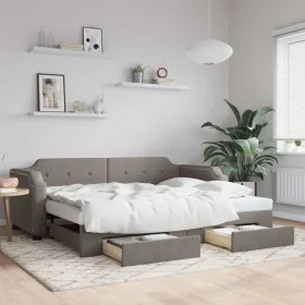 Trundle sofa bed with drawers taupe gray fabric 80x200 cm by vidaXL, Beds and slatted bases - Ref: Foro24-3197668, Price: 292...