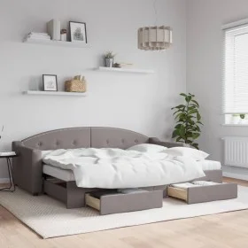Trundle sofa bed with drawers taupe gray fabric 80x200 cm by vidaXL, Beds and slatted bases - Ref: Foro24-3197564, Price: 289...