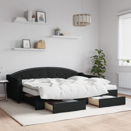 Sofá cama nido con cajones tela negro 80x200 cm de vidaXL, Camas y somieres - Ref: Foro24-3197563, Precio: 291,56 €, Descuent...