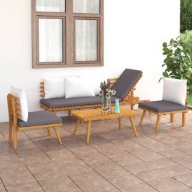 Muebles de jardín 4 piezas con cojines madera maciza de acacia en Conjuntos de jardín | Comprar online en Foro24