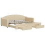 Trundle sofa bed with drawers cream fabric 90x200 cm by vidaXL, Beds and slatted bases - Ref: Foro24-3197570, Price: 287,85 €...