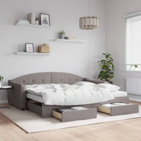 Trundle sofa bed with drawers taupe gray fabric 90x200 cm by vidaXL, Beds and slatted bases - Ref: Foro24-3197569, Price: 293...