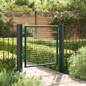 Puerta de valla de acero verde 100x75 cm