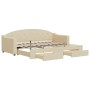 Trundle sofa bed with drawers cream fabric 80x200 cm by vidaXL, Beds and slatted bases - Ref: Foro24-3197565, Price: 292,81 €...