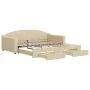Trundle sofa bed with drawers cream fabric 100x200 cm by vidaXL, Beds and slatted bases - Ref: Foro24-3197575, Price: 302,45 ...
