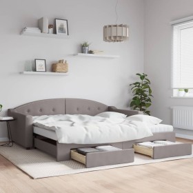 Trundle sofa bed with drawers taupe gray fabric 100x200 cm by vidaXL, Beds and slatted bases - Ref: Foro24-3197574, Price: 30...