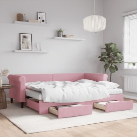 Ausziehbares Schlafsofa mit rosa Samtschubladen 80x200 cm von vidaXL, Betten und Lattenroste - Ref: Foro24-3197839, Preis: 46...