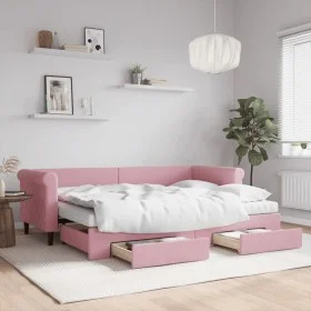 Trundle sofa bed with pink velvet drawers 80x200 cm by vidaXL, Beds and slatted bases - Ref: Foro24-3197839, Price: 456,46 €,...