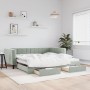 Trundle sofa bed with drawers light gray velvet 100x200 cm by vidaXL, Beds and slatted bases - Ref: Foro24-3196746, Price: 30...