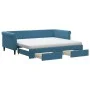 Ausziehbares Schlafsofa mit Schubladen aus blauem Samt, 90 x 200 cm von vidaXL, Betten und Lattenroste - Ref: Foro24-3197842,...