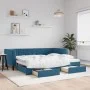 Trundle sofa bed with drawers blue velvet 90x200 cm by vidaXL, Beds and slatted bases - Ref: Foro24-3196738, Price: 289,23 €,...