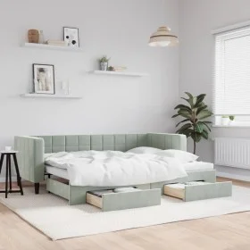 Trundle sofa bed with drawers light gray velvet 80x200 cm by vidaXL, Beds and slatted bases - Ref: Foro24-3196732, Price: 310...