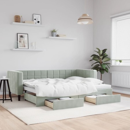 Sofá cama nido con cajones terciopelo gris claro 80x200 cm de vidaXL, Camas y somieres - Ref: Foro24-3196732, Precio: 289,44 ...