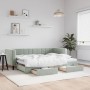 Sofá cama nido con cajones terciopelo gris claro 80x200 cm