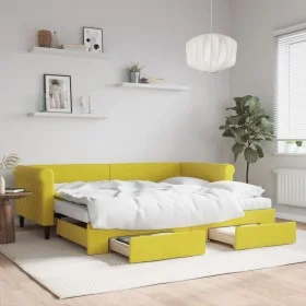 Trundle sofa bed with drawers yellow velvet 90x200 cm by vidaXL, Beds and slatted bases - Ref: Foro24-3197848, Price: 473,12 ...