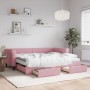 Sofá cama nido con cajones terciopelo rosa 90x200 cm de vidaXL, Camas y somieres - Ref: Foro24-3197846, Precio: 482,38 €
