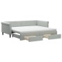 Ausziehbares Schlafsofa mit Schubladen aus hellgrauem Samt, 90 x 200 cm von vidaXL, Betten und Lattenroste - Ref: Foro24-3197...
