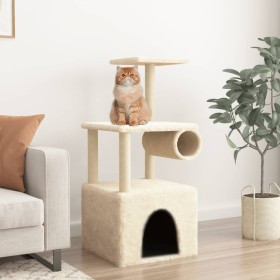 Rascador para gatos con postes de sisal color crema 109,5 cm