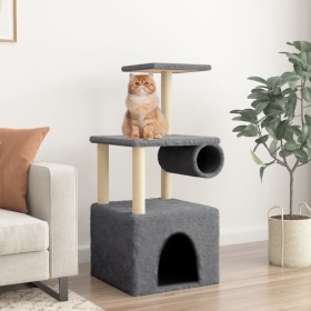 Rascador para gatos con postes de sisal gris oscuro 109,5 cm