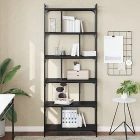 6-shelf engineered wood bookcase in black, 76x32x192 cm by vidaXL, Bookcases and shelves - Ref: Foro24-833945, Price: 90,74 €...