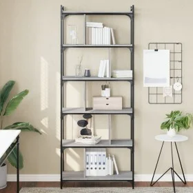 Sonoma gray engineered wood 6-shelf bookcase 76x32x192 cm by vidaXL, Bookcases and shelves - Ref: Foro24-833948, Price: 89,25...