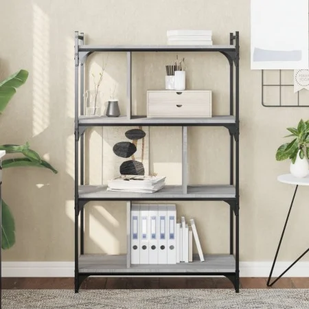 Sonoma gray engineered wood 4-shelf bookcase 76x32x123 cm by vidaXL, Bookcases and shelves - Ref: Foro24-833938, Price: 64,35...
