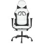 Silla gaming con reposapiés cuero sintético blanco negro