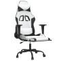Silla gaming con reposapiés cuero sintético blanco negro