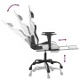 Silla gaming con reposapiés cuero sintético blanco negro