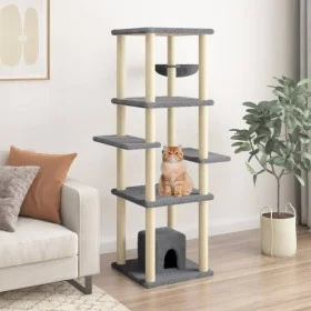 Cat scratching post with dark gray sisal posts 154 cm by vidaXL, Cat furniture - Ref: Foro24-172057, Price: 91,39 €, Discount: %